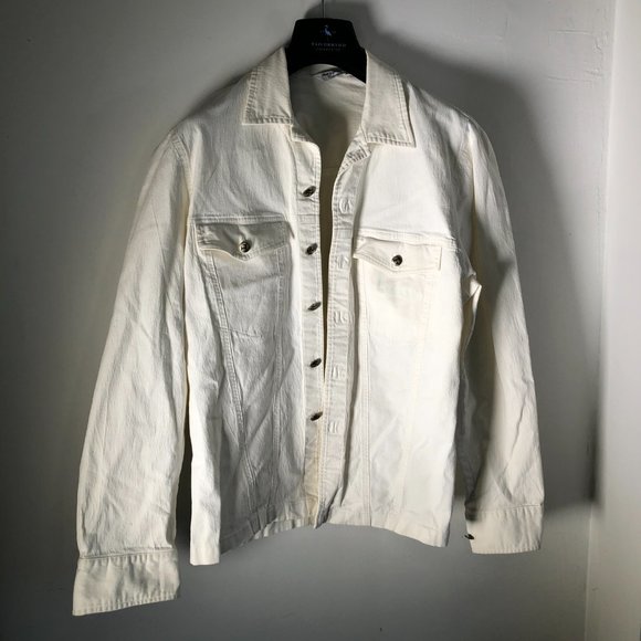 Turbulence White Cotton Denim Jacket Mens - Picture 2 of 10